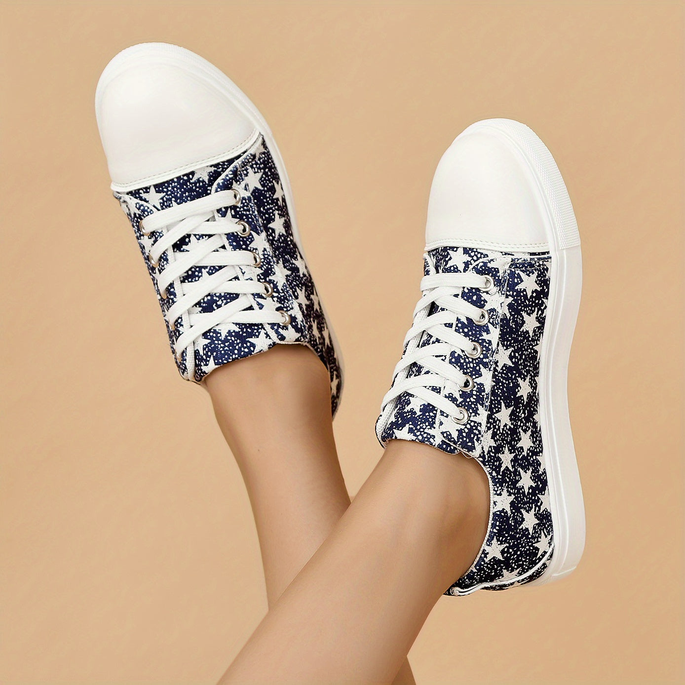 Women's Stars Canvas Shoes Casual Lace Up Low Top Sneakers