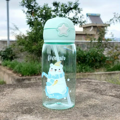 520ml Cartoon Straw Cup Portable Water Bottle for Outdoor Sports Fitness