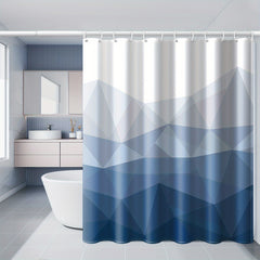 Gradient Geometric Shower Curtain Waterproof Polyester Bath Curtain with Hooks