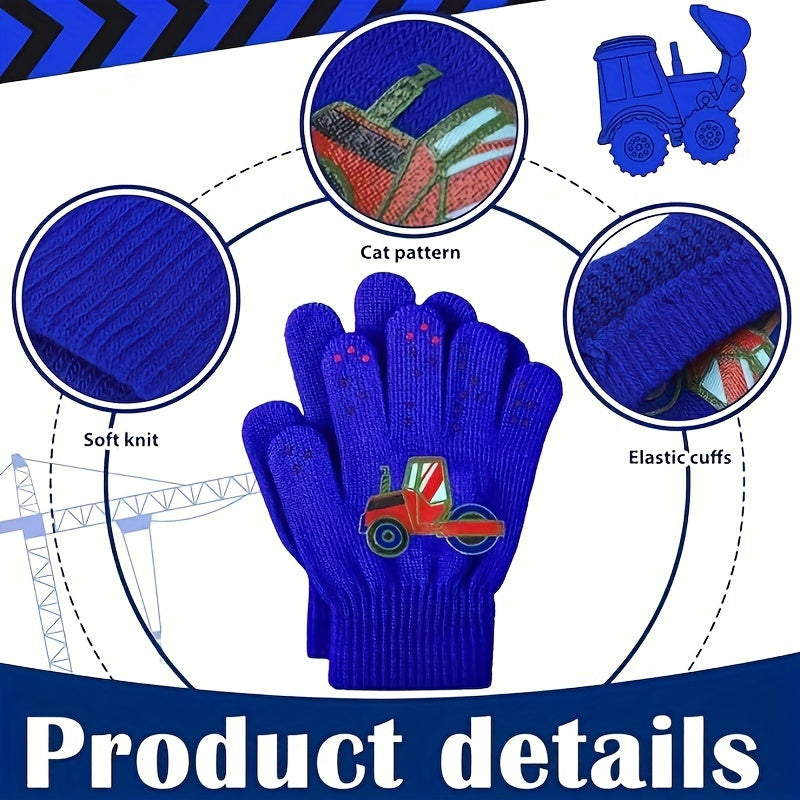 6 Pairs Kids Knitted Gloves Winter Warm Boys Girls