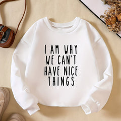 Girls Fun Letter Sweatshirt Long Sleeve Casual Pullover