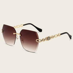 Flower Rimless Sunglasses Retro Chain Vintage UV400 Sun Shades