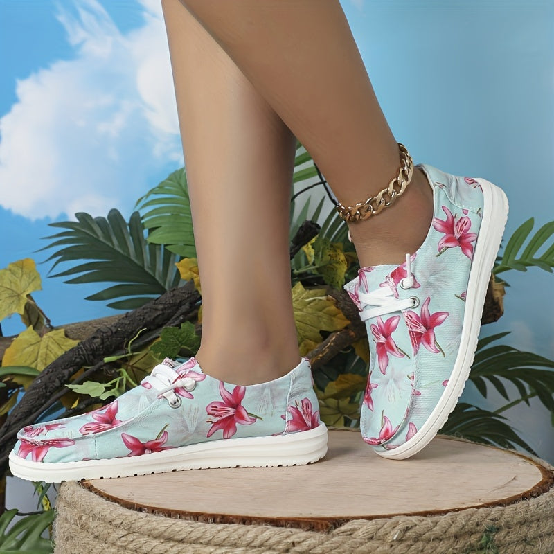 Women's Lily Printed Canvas Shoes Low Top Casual Flat Sneakers
