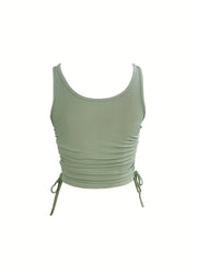 Sexy Drawstring Tank Tops Sleeveless Crop Summer Women's Clothing