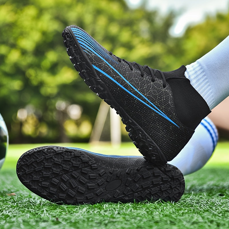 Men's High Top Turf Football Boots Anti skid Lace Up TF Soccer Cleats
