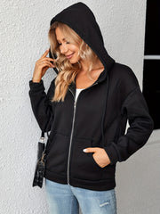 Zip Up Hoodie Kangaroo Pocket Long Sleeve
