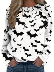 Halloween Pumpkin Printed Sweatshirt Round Neck Casual Pullover