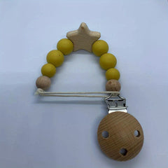 Wooden Pentagram Baby Pacifier Chain for Teething Babies