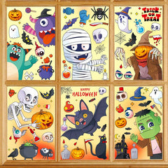 6pcs Cartoon Halloween Stickers Non Adhesive Static Stickers