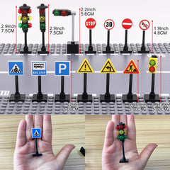 57pcs Traffic Building Bricks Set: Road Sign & Traffic Light Construction Kit