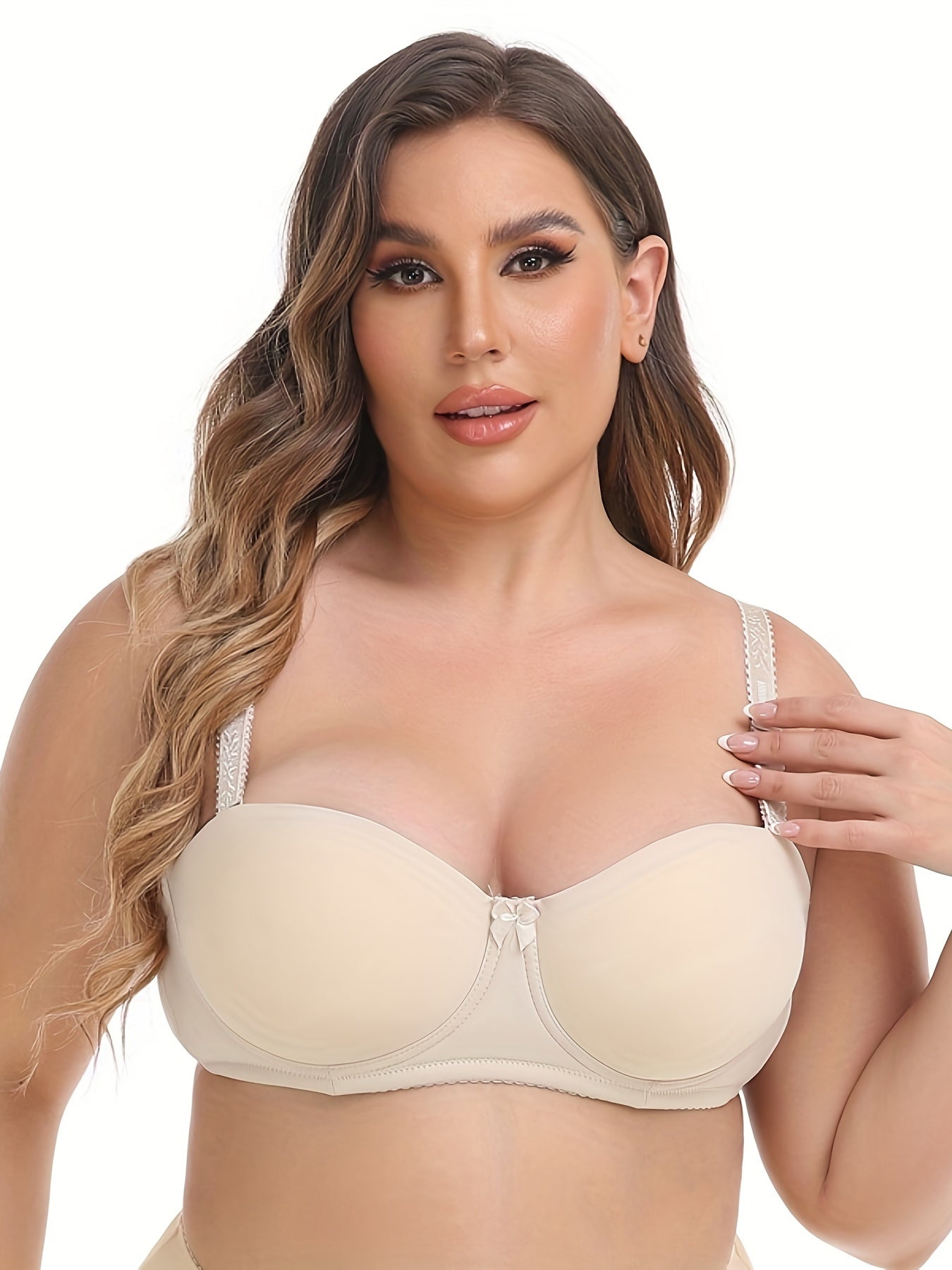 Sexy Bra Women's Plus Smoothing Push Up Anti slip Convertible Bow Bra