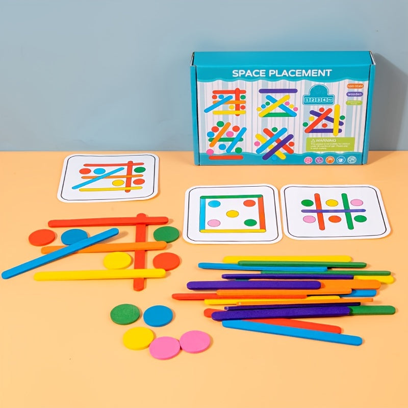 52pc Wooden Rainbow Stick Toys for Kids - Fun Puzzle Games