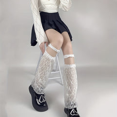 Y2K Floral Lace Leg Warmers Lolita Knee High Socks
