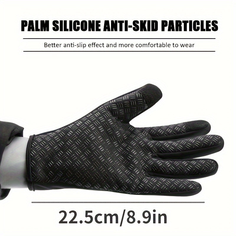 Men's Winter Cycling Gloves Warm and Windproof Touch Screen Full Finger