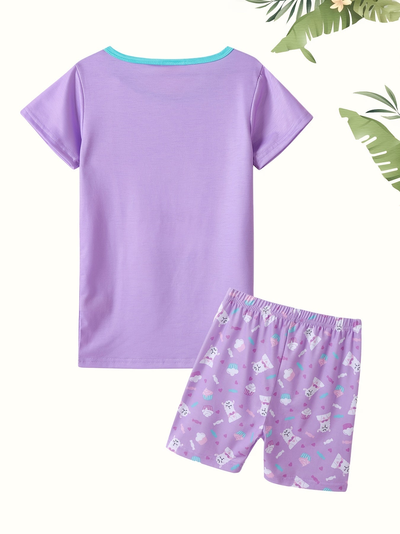 Girls' Alpaca Print Pajama Set Love Sweet Party T-Shirt & Shorts