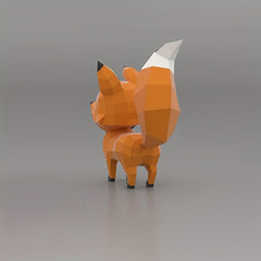 Fox 3D Paper Puzzle Home Decor Low Poly Animal Papercraft Art Gift