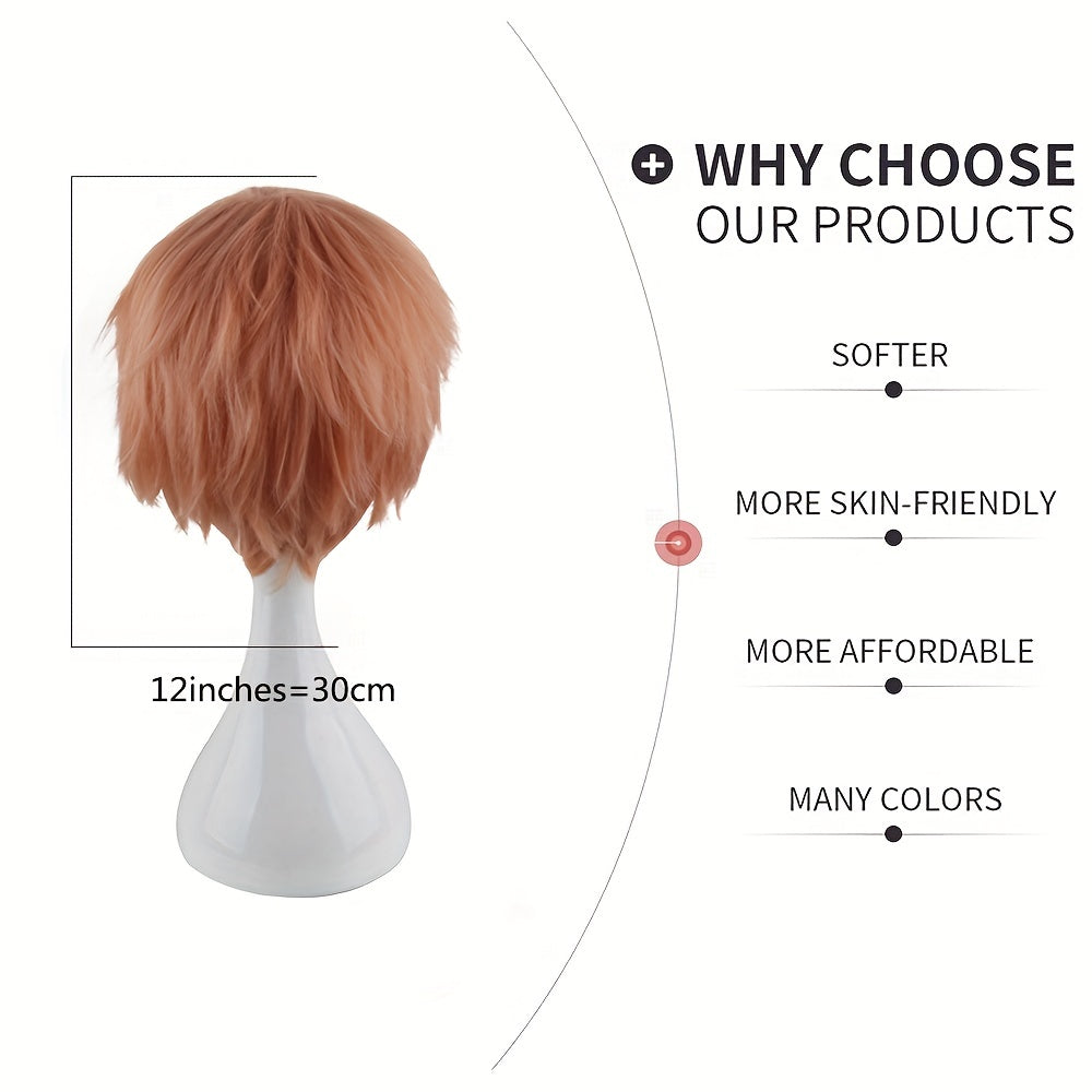 Brown Funky Dress Up Wig For Men Synthetic Fiber Wig For Costume Party Use