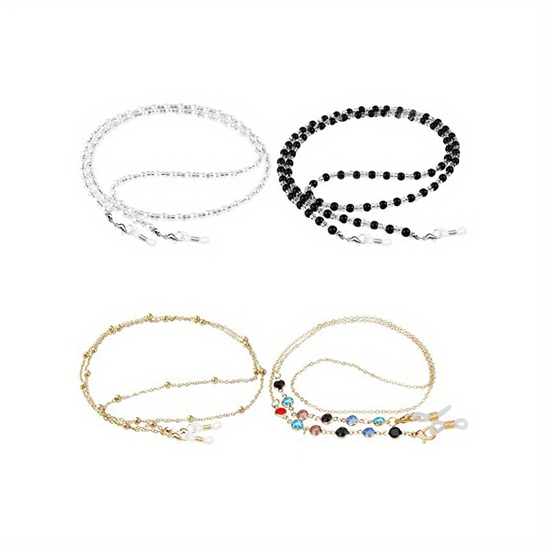 4pcs Beaded Glasses Chain Eyeglasses Lanyard Strap Face Covering Retainer