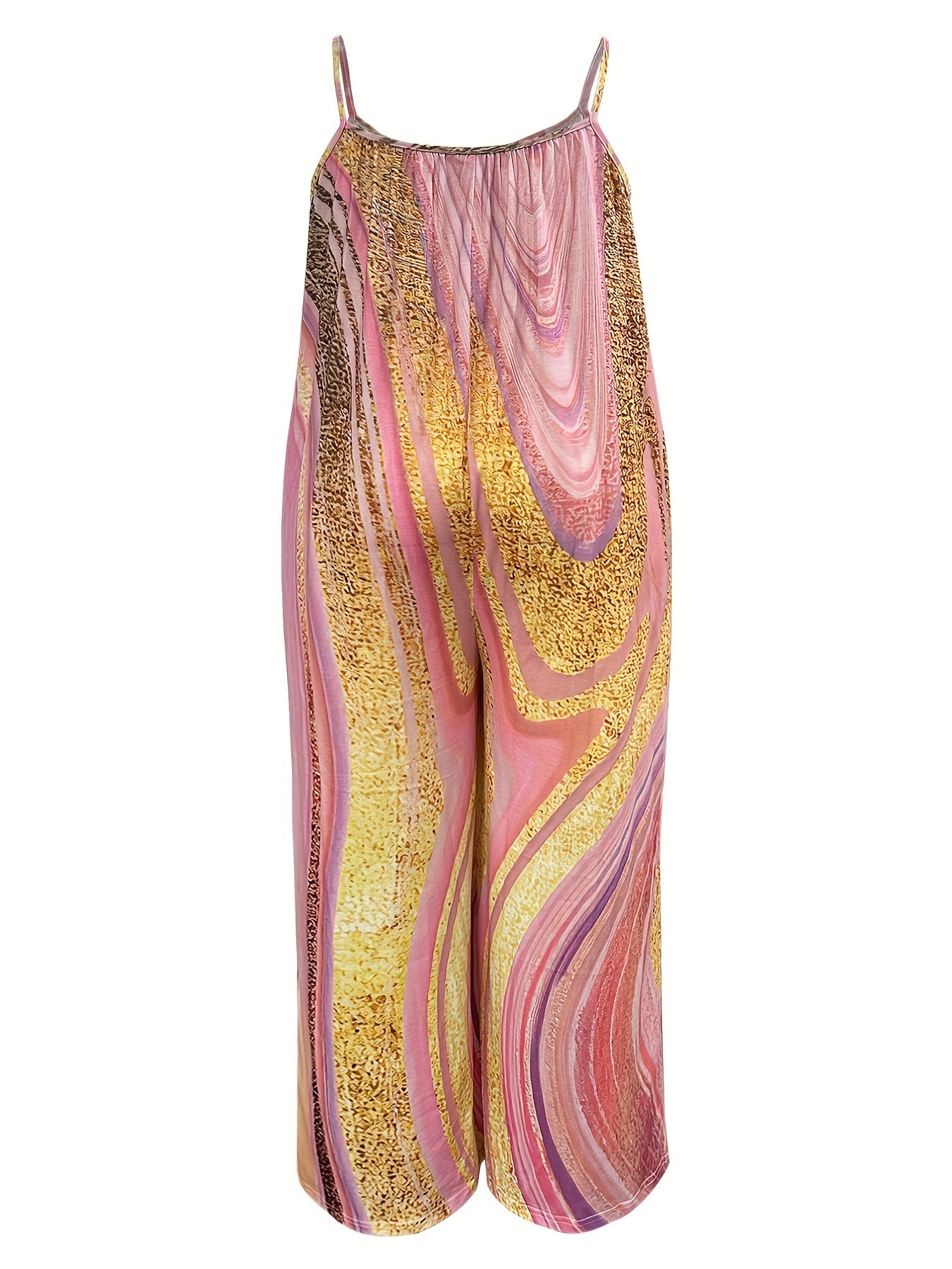 Marble Print Wide Leg Cami Jumpsuit