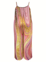 Marble Print Wide Leg Cami Jumpsuit