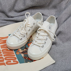 Women's Solid Canvas Lace Up Outdoor Shoes Comfortable Skate Shoes