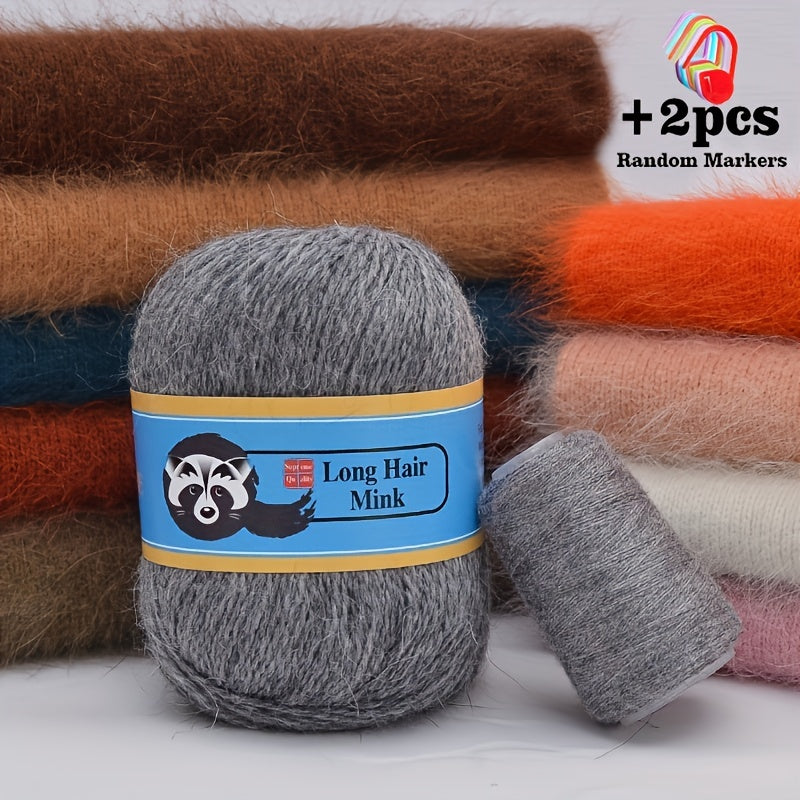 Long Plush Mink Cashmere Wool Yarn 20g 50set w/Markers Fine Hand Knitting Thread