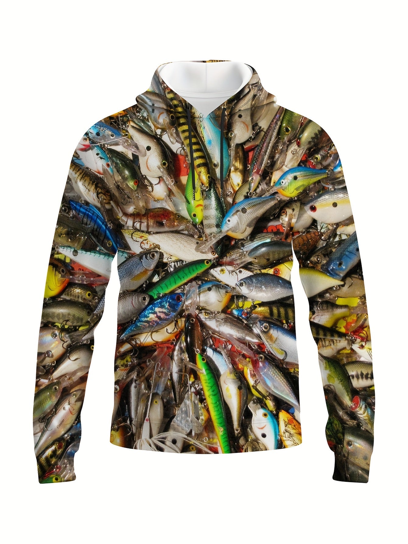Fish 3D Print Hoodies For Men Graphic Hoodie Comfy Loose Hooded Pullover