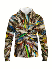 Fish 3D Print Hoodies For Men Graphic Hoodie Comfy Loose Hooded Pullover
