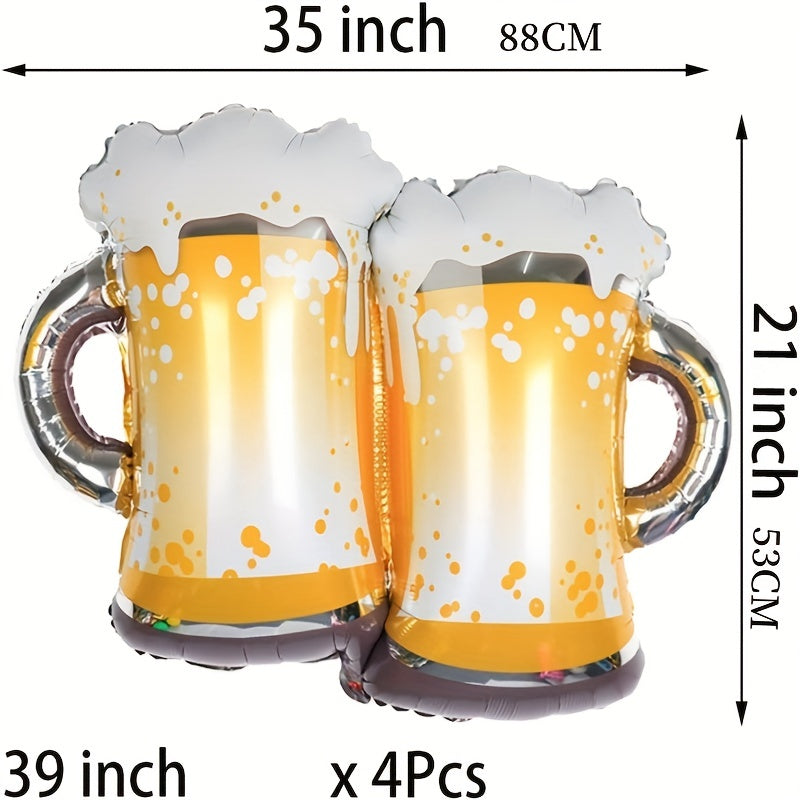 4pcs Eer Mug Balloons Ideal for Beer Parties Aluminum Film Balloons