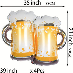 4pcs Eer Mug Balloons Ideal for Beer Parties Aluminum Film Balloons