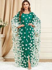 Abaya Dress Women's Plus Ditsy Floral Print Bat Sleeve