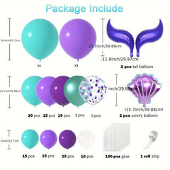 Mermaid Balloon Arch Set Purple Teal Confetti Balloons Birthday Party Supplies