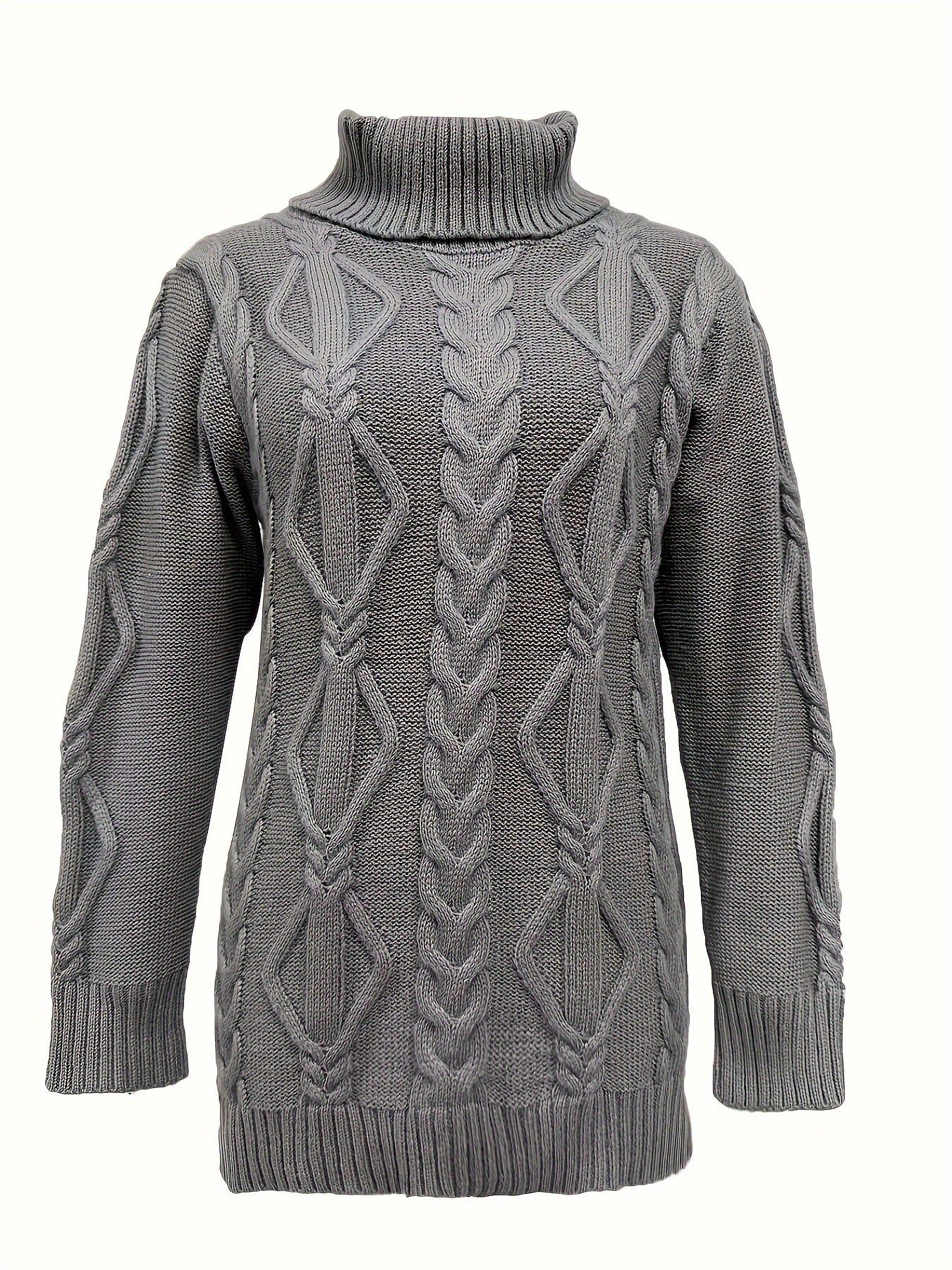 Cable Long Sleeve Turtle Neck Jumper