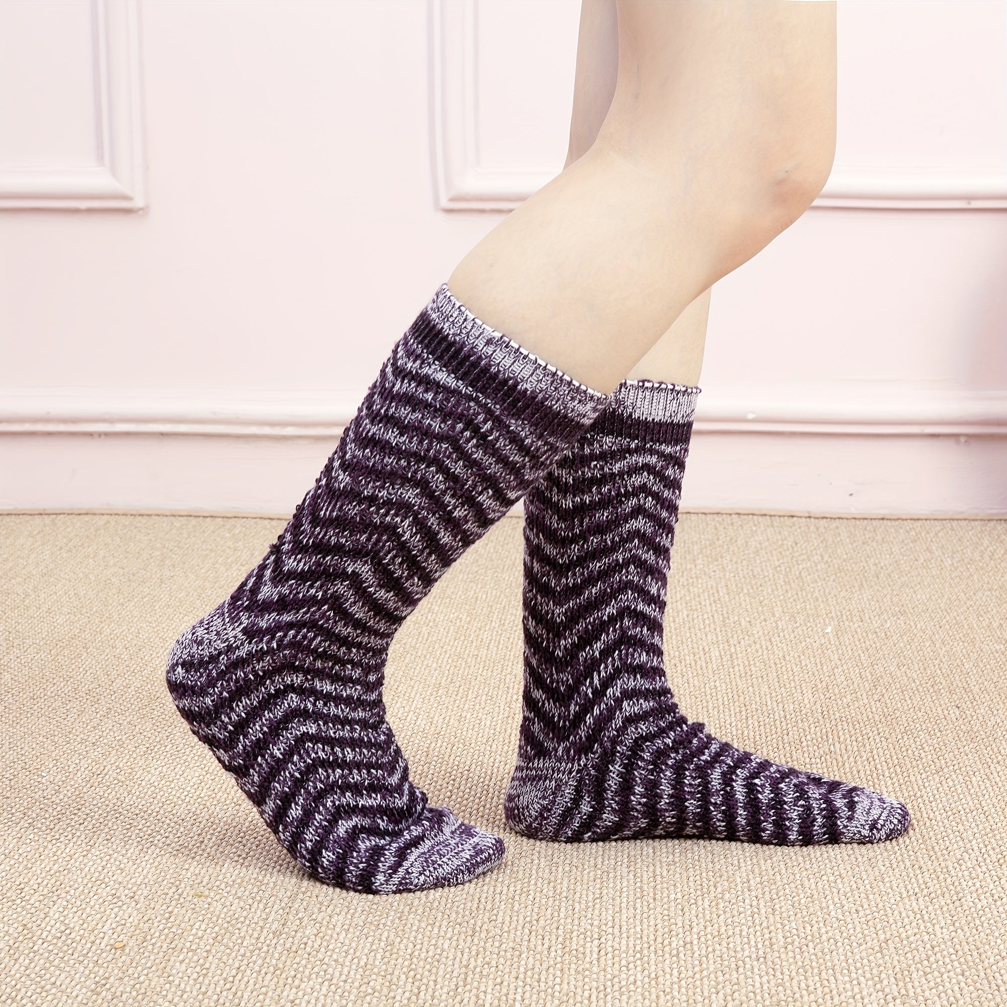 Stripe Print Socks Soft Mid Tube Socks Women's Stockings