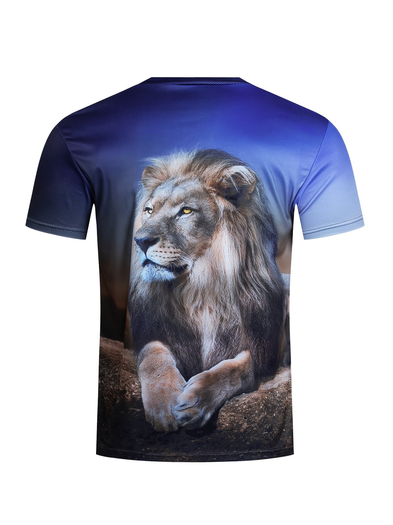 Men's Lion Pattern 3D Print T-shirt & Shorts Set for Fitness
