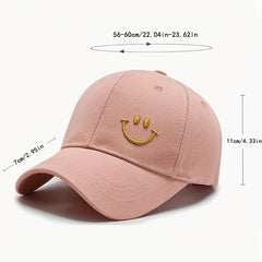 Smiling Embroidery Baseball Cap Solid Casual Dad Hats Unisex Couple Sun Hat