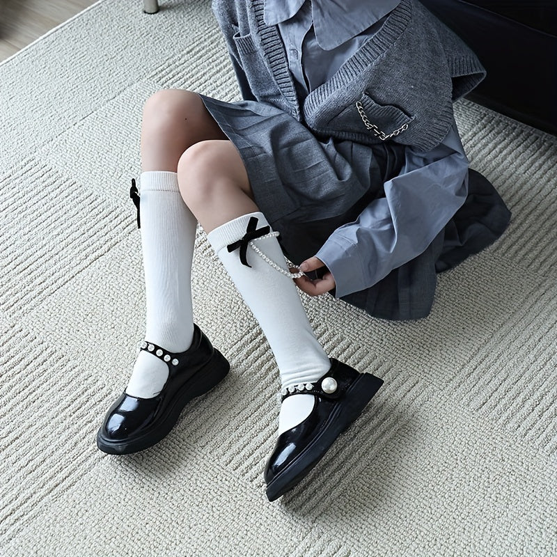 Girls Kids Pearl Textured Socks