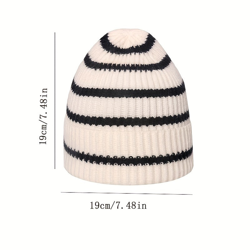 Kids' Striped Woolen Windproof Beanie Hat