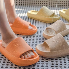 Women's Platform Pillow Slides Open Toe Non Slip Slippers