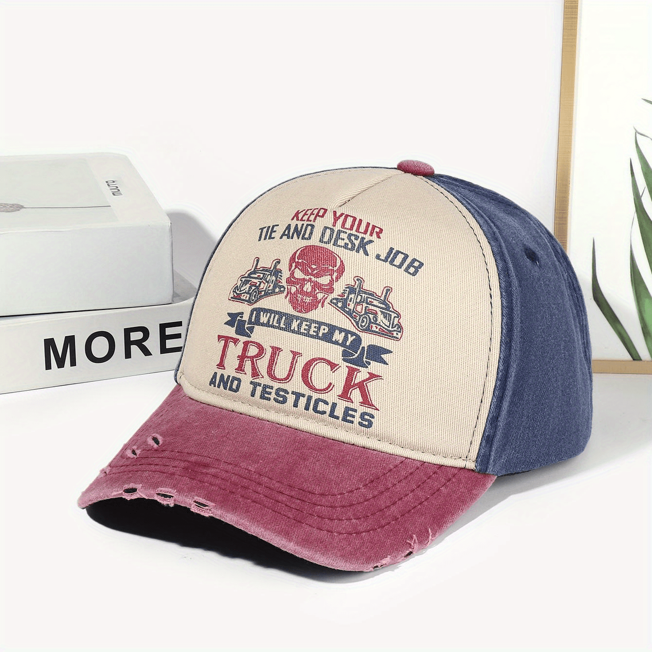 Skull Head Knight Print Denim Baseball Cap
