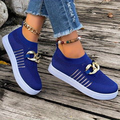 Women's Mesh Slip-on Sneakers with Chain Detail