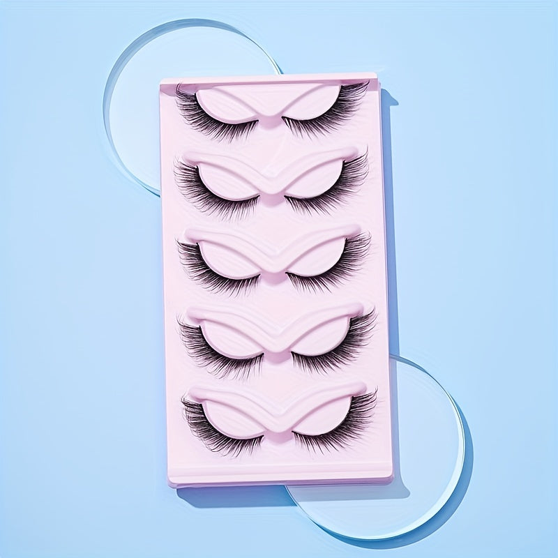 5 Pairs Fox Eye False Eyelashes 16mm Natural Volume Curly Makeup Lash Extension
