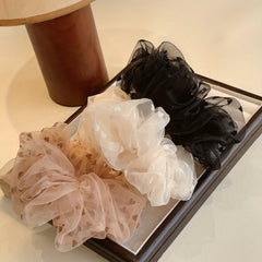 3pcs Heart Print Scrunchies Hair Tie Organza Hair Rope Style Hai