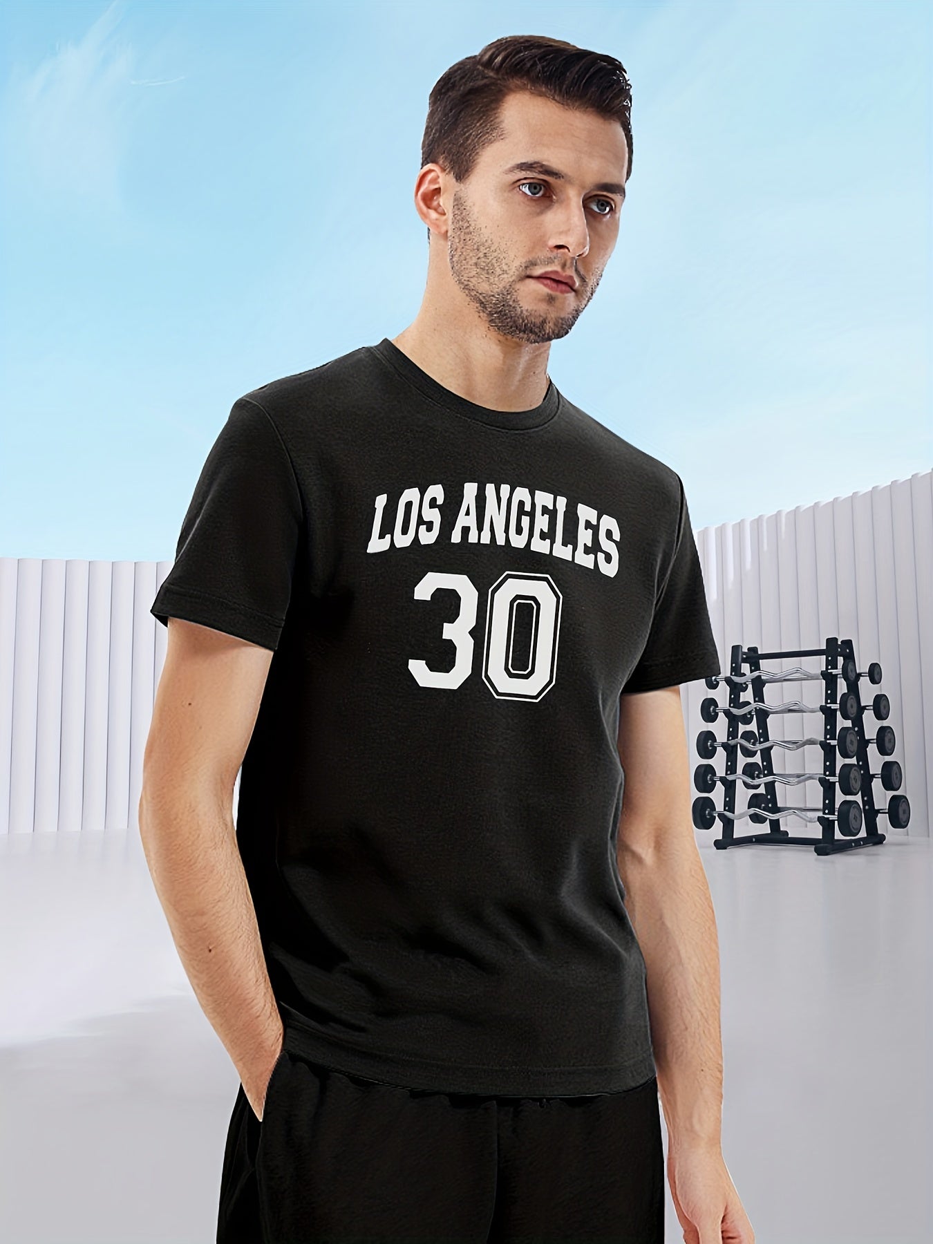 Men's LA 30 Print T-shirt Mid-Stretch Short Sleeve Tee
