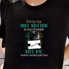 Letter Print Cat Graphic Short Sleeved T Shirt