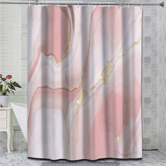 Pink Marble Shower Curtain Set Waterproof Bathroom Decor