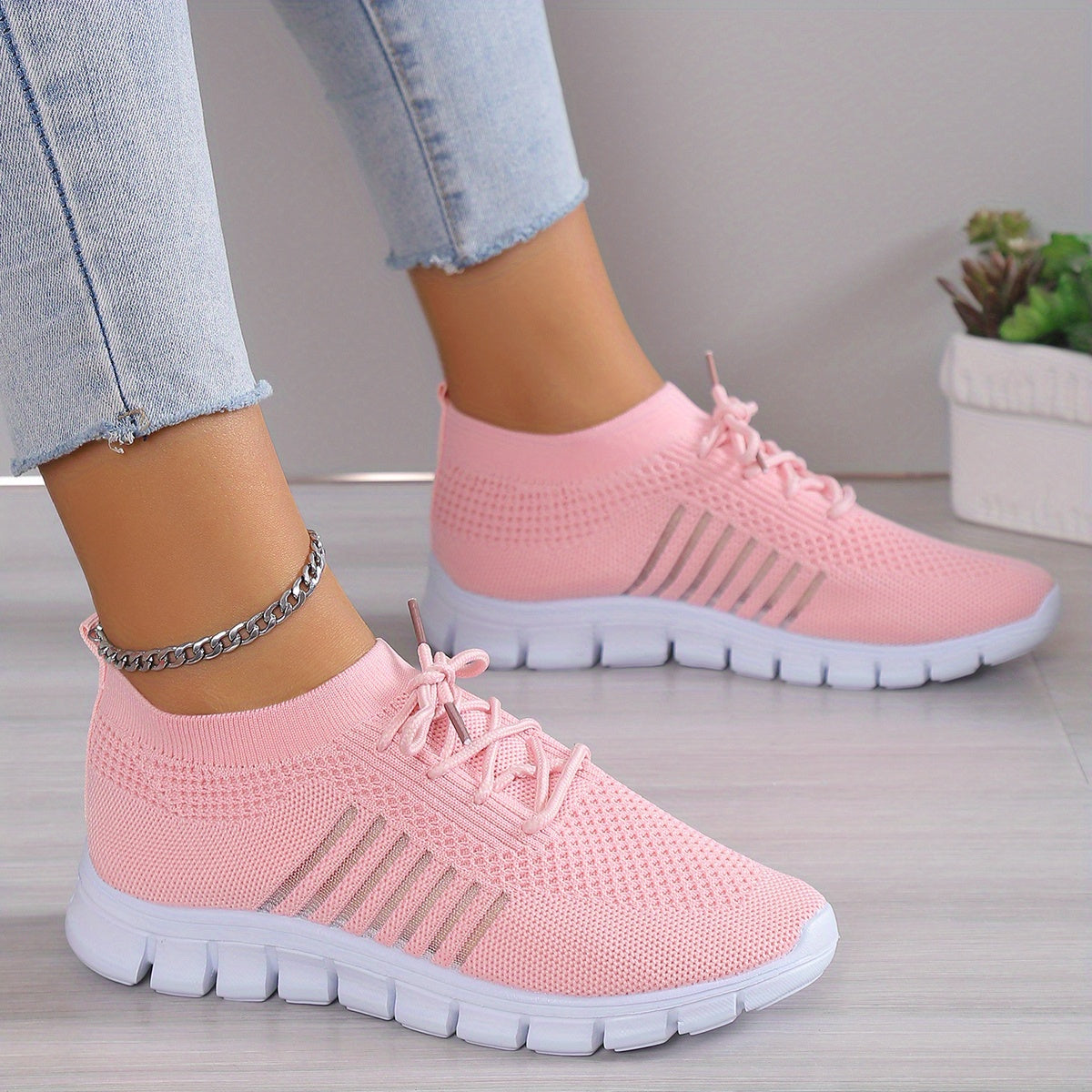 Breathable Flying Woven Shoes Non Slip Casual Sneakers