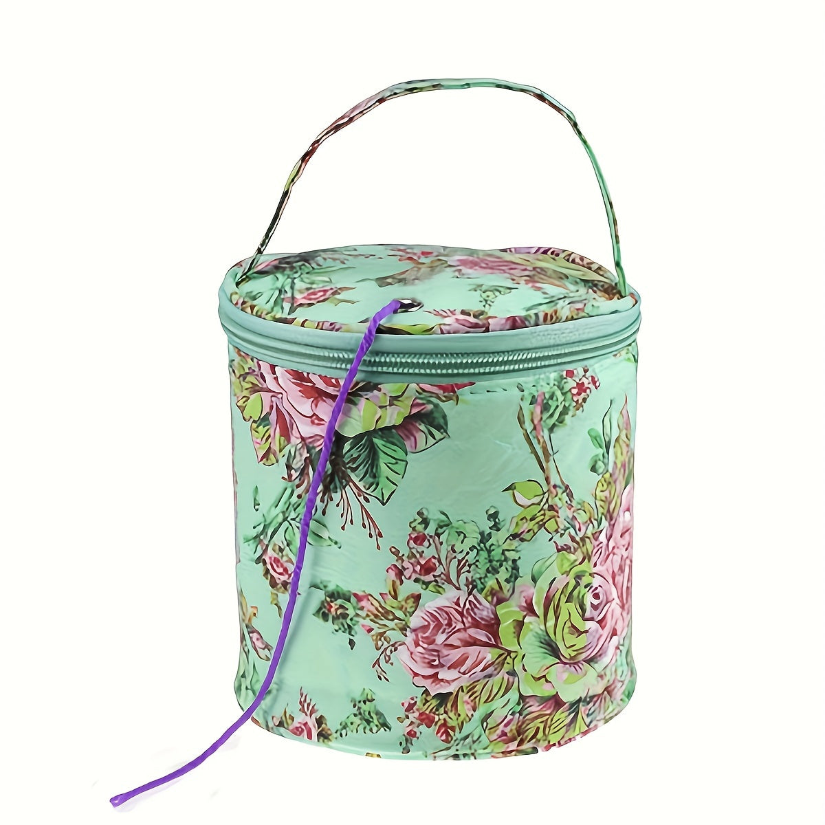 Wool Yarn Storage Bag Decorative Printed Cylindrical Knitting Yarn Storage