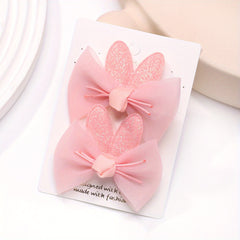 2pcs Mesh Bow Bunny Hair Clips for Baby Girls