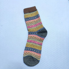 5 Pairs Geometric Pattern Socks Colorblock Crew Socks Women's Stockings